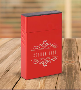 BK Gift Kişiye Özel Kırmızı Slim Boy Metal Sigara Kutusu-9