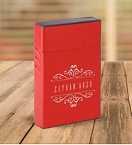 BK Gift Kişiye Özel Kırmızı Slim Boy Metal Sigara Kutusu-9