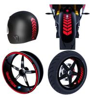 Moto Rider 4'lü Sticker Seti Reflektif Kırmızı İç Dış Jant Şeridi Kask ve Çamurl