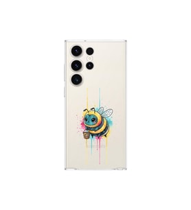 Samsung Galaxy S23 Ultra ile uyumlu Splash arı tasarımlı şeffaf silikon kılıf