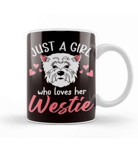 Girl Who Loves Westie West Highland Terrier Dog Breed Puppy Kupa Bardak Porselen