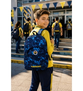 Fenerbahçe Kaligrafik Desenli Okul Sırt Çantası Taraftar Öğrenci Günlük Çanta 45x30x12 cm