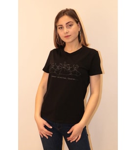 Rich Kadın Bisiklet Yaka T-shirt %100 Pamuk Tişört