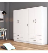 5 Kapılı İki Çekmeceli Geniş Gardrop Beyaz- GRD0701
