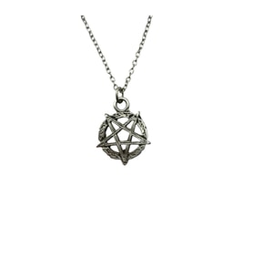 Four Pentagram Gothic Siyah Figürlü Unisex Kolye – 60 cm Zincirli Gotik, Antik ve Mistik Tasarım
