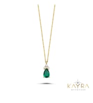 Peridot Damla Taşlı Altın Kolye AKM76