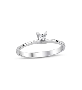 0.10 Karat Pırlanta Tektaş Yüzük - G H VS - Badem Tırnak