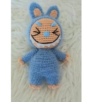 Mavi Labubu Amigurumi Organik Anahtarlık Oyuncak