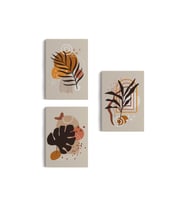 Yaprak Desenli Soyut Dekoratif Duvar Tablosu Üçlü Set-EH-107