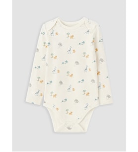 LCW baby Ekru Desenli Erkek Bebek Çıtçıtlı Body