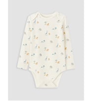 LCW baby Ekru Desenli Erkek Bebek Çıtçıtlı Body