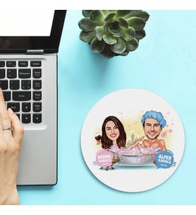 Kişiye Özel Küvetteki Çiftler Karikatürlü Mousepad