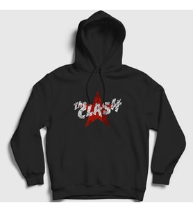 Presmono Unisex Siyah Logo The Clash Kapüşonlu Sweatshirt 383367tt