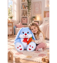 100 cm Elinde Havuç Tutan Tavşan (Mavi)