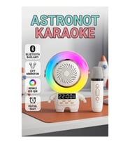 Renkli Işıklı Astronot Bluetooth Hoparlör ve Kablosuz Karaoke Mikrofon Seti