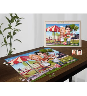 BK Gift Kişiye Özel Sevgililer Karikatürlü 1000 Parça Profesyonel Puzzle-24
