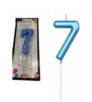 7 YAŞ PARLAK AÇIK MAVİ ŞIK MUM 12 CM