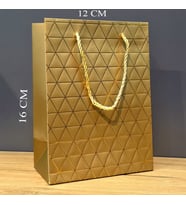 Gold Geometrik Desenli Mini Boy Karton Hediye Çantası