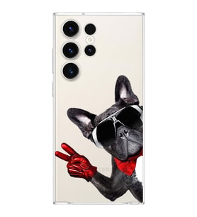 PrintiFy Galaxy S23 Ultra ile Uyumlu Köpek 2 Kamera Korumalı Şeffaf Kılıf