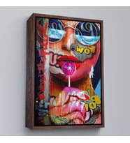 Çerçeveli Pop Art Sokak Sanatı Renkli Kadın Dekoratif Duvar Tablosu (Siyah)