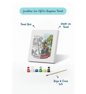 Her Zaman En Güçlü Annem Yazılı Eğitici Boyama Tuvali Şövalesiz Boya Seti 20x20 cm