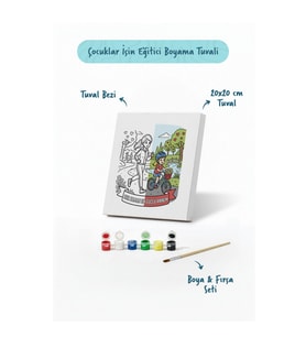 Her Zaman En Güçlü Annem Yazılı Eğitici Boyama Tuvali Şövalesiz Boya Seti 20x20 cm