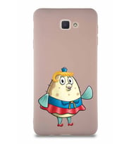 Samsung Galaxy J7 Prime 2 Soft Premier Kapak Bayan Puff Tasarımlı Silikon Kılıf - Pudra (Şeffaf)
