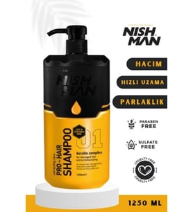 NISHMAN KERATİN COMPLEX Tuzsuz&Parabensiz/Hacim Özellikli ŞAMPUAN 1250 ML
