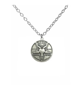 Lucifer Morning Star Goat Figürlü Çift Taraflı Unisex Metal Kolye – 60 cm Zincir (Gümüş)