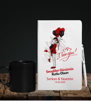 Sevgililer Gününe Özel Defter Kalem & Siyah Varil Kupa Hediye Seti 18