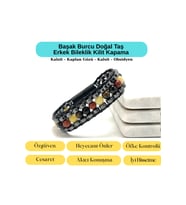 SERTİFİKALI Başak Burcu Disk Model Doğal Taş Erkek Bileklik Mıknatıslı Kilit