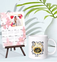 BK Gift Kişiye Özel Yılbaşı Tasarımlı Kupa Bardak ve 13x18cm Fotoğraf Kartlı Şövaleli 2024 Takvim Hediye Seti-45