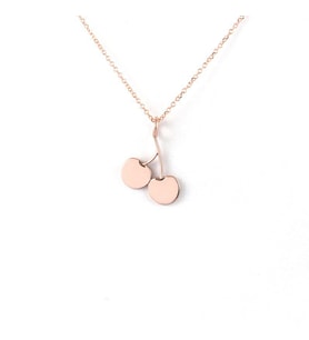 Kişiye Özel 925 Ayar Gümüş Minimal Kiraz Figürlü Kolye (Rose)