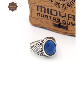 Safir Taşlı Oval Hasır Model 925 Ayar Gümüş Çocuk Yüzüğü 201025321