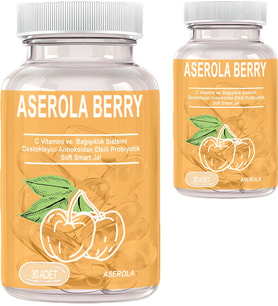 Aserola Berry: 2 Adet Aserola Ekstresi Içeren C Vitaminli Antioksidanlı Probiyotik 30LU Soft Jel Kapsüller