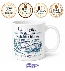 Trabzon Hamsi Muhabbeti Temalı Kupa Bardak Hediye Karadeniz Özel Tasarım