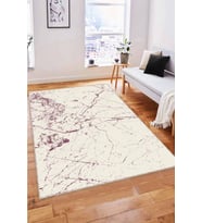 Mürdüm Mermer Görünümlü Kaymaz Tabanlı Dekoratif Halı MR03 - 100 x 160 cm