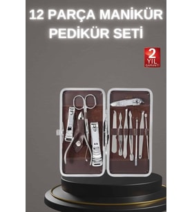 12 Parça Paslanmaz Çelik Kompakt ve Taşınabilir Manikür Makası Tırnak Makası