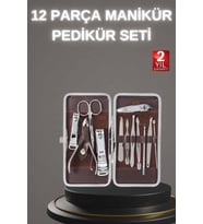 12 Parça Paslanmaz Çelik Kompakt ve Taşınabilir Manikür Makası Tırnak Makası