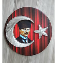 Atatürk Resimli Türk Bayrağı