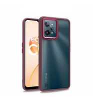 Realme C31 Kılıf Case, Kamera Lens Korumalı Elektroplatin Kaplama Sert PC Koruyucu Colourful Platinum Serisi (Kırmızı)