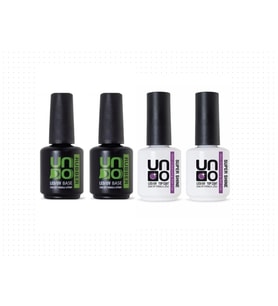 Fontenay Uno Top Coat Super Shine 15ml X2 - Uno Rubber Base Coat 15m X2 4'Lü Set