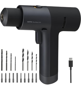 Akülü Fırçasız Matkap 12V, LED Ekran, 30 Hassas Dişli, 2 Çalışma Modu, 2000mAh Pil, 266 lb (30N·m) Tork, 3/8 inç Anahtarsız Ayna, 1400 rpm, 10 x Uç, 8 x Matkap Ucu