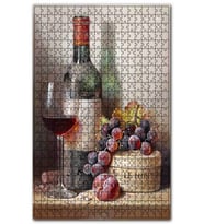 Cakapuzzle Yıllanmış Şarap, Kadeh, Üzüm ve Erik Puzzle Yapboz MDF (Ahşap) (120 Parça)