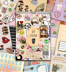 Vintage My DIY Sticker Book 24 * 17 cm 16 Sayfa Özel Tasarım Rengarenk Sticker Kitabı