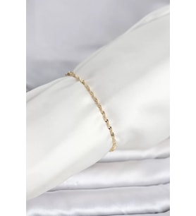 CM 14K Gold Renk Yassı Ezme Burgu Model Kadın Bileklik - TJ-BB8282