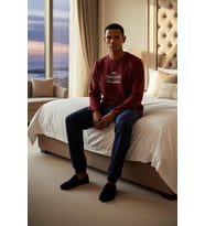 Erkek Slogan Baskılı Sweatshirt ve Pantolon Pijama Takımı Fonksiyonel Dayanıklı Kaliteli Şık