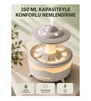 Mey İthalat® Dekoratif UFO Hava Nemlendirici Simüle Yağmur Damlalı Renkli Gece Işıklı 350 ML