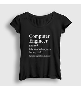 Presmono Kadın Beyaz Computer Engineer Hediye Bilgisayar Mühendisi T-Shirt 536841tt (Siyah)