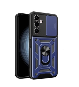 Vendas Samsung Galaxy A24 Kılıf Magnetik Standlı Kamera Korumalı Zore Sürgülü Vega Kapak (Mavi)